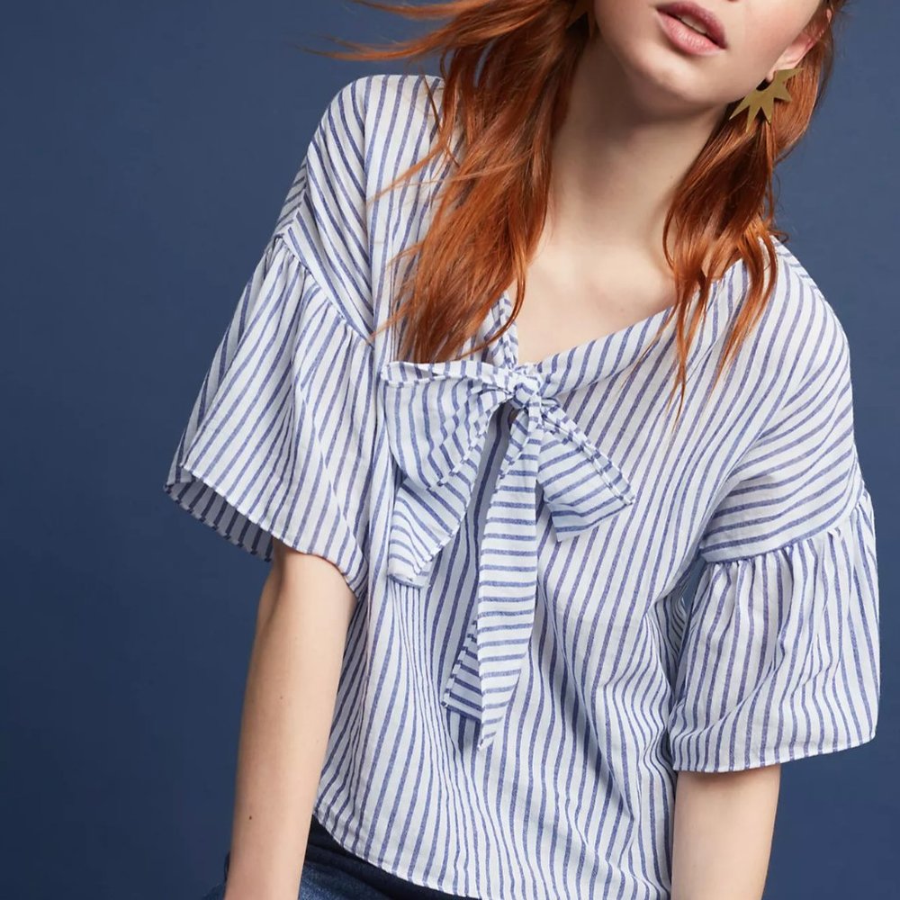 Anthropologie Addie Tie-Neck Blouse NWT